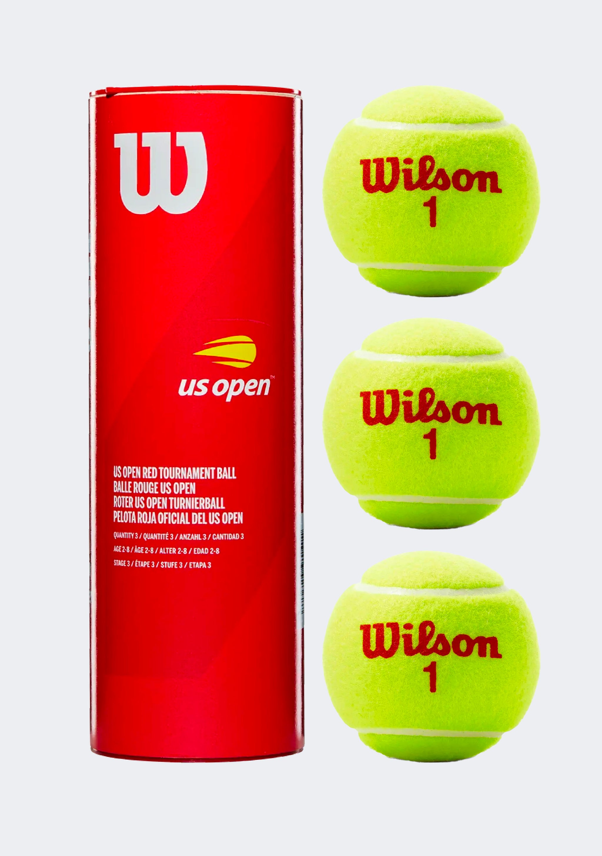Wilson US Open Red Tournament Tennis 3-Ball Can