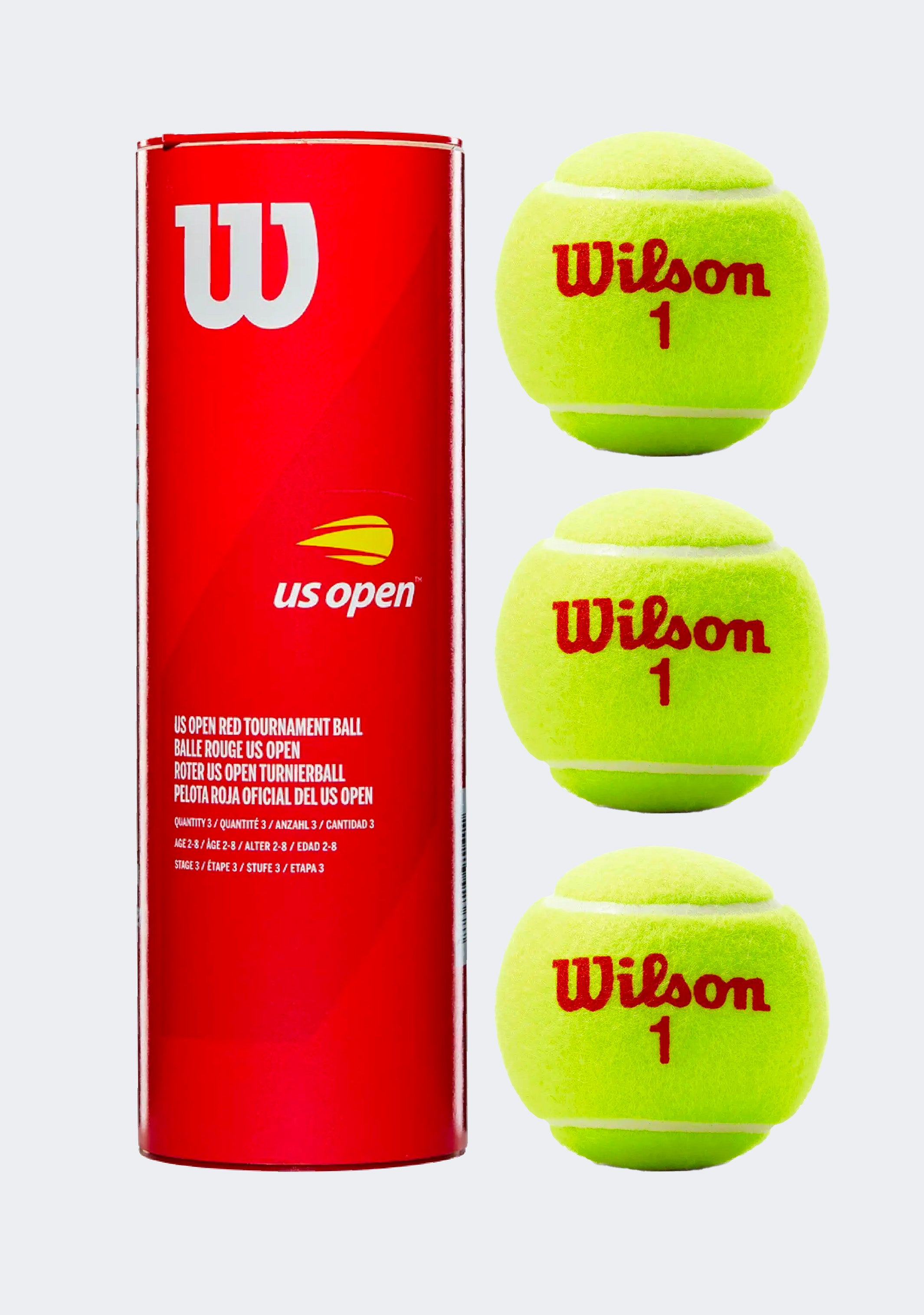 Wilson US Open Red Tournament Tennis 3-Ball Can