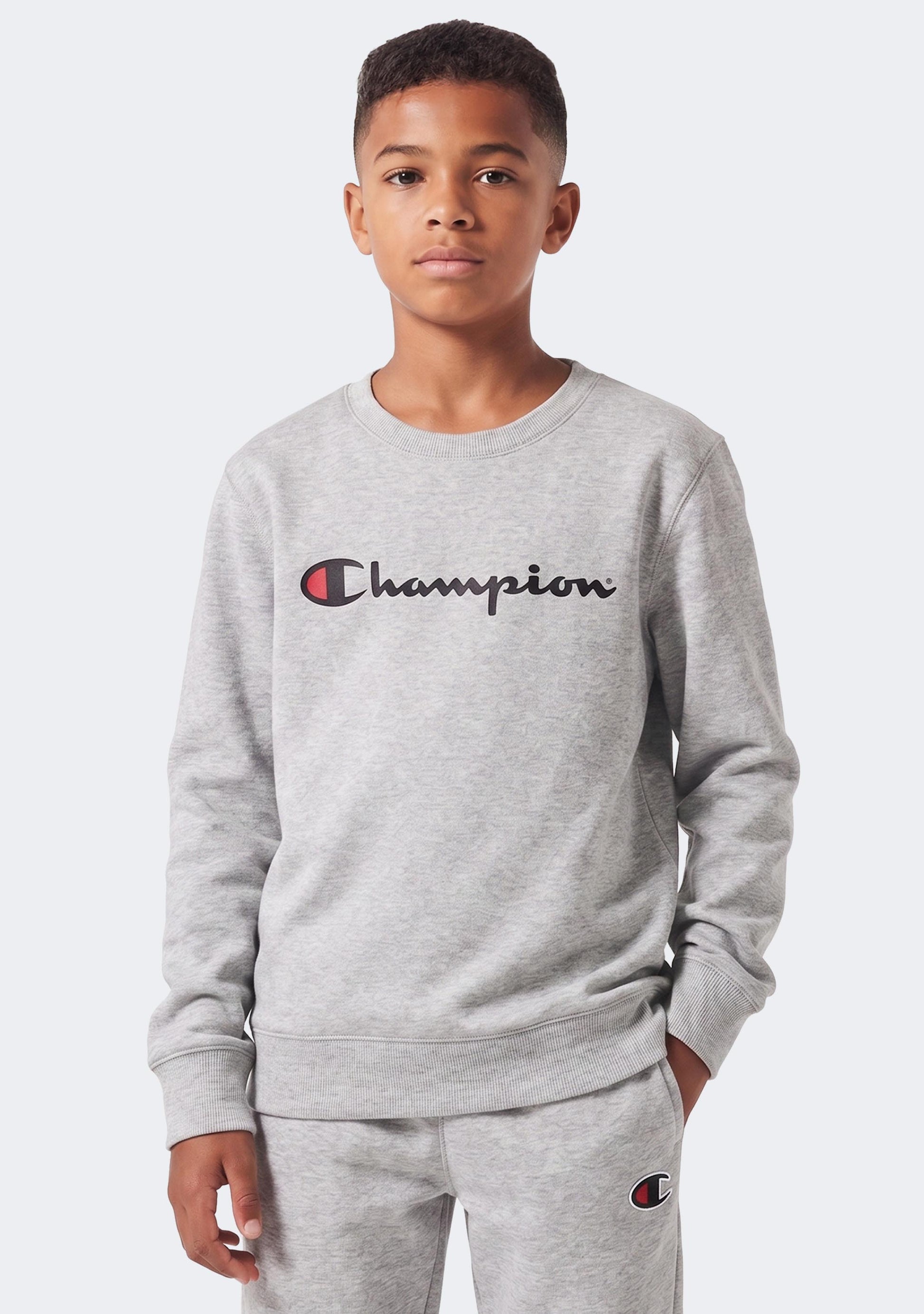 Champion Kids’ Script Logo Crew Oxford Heather
