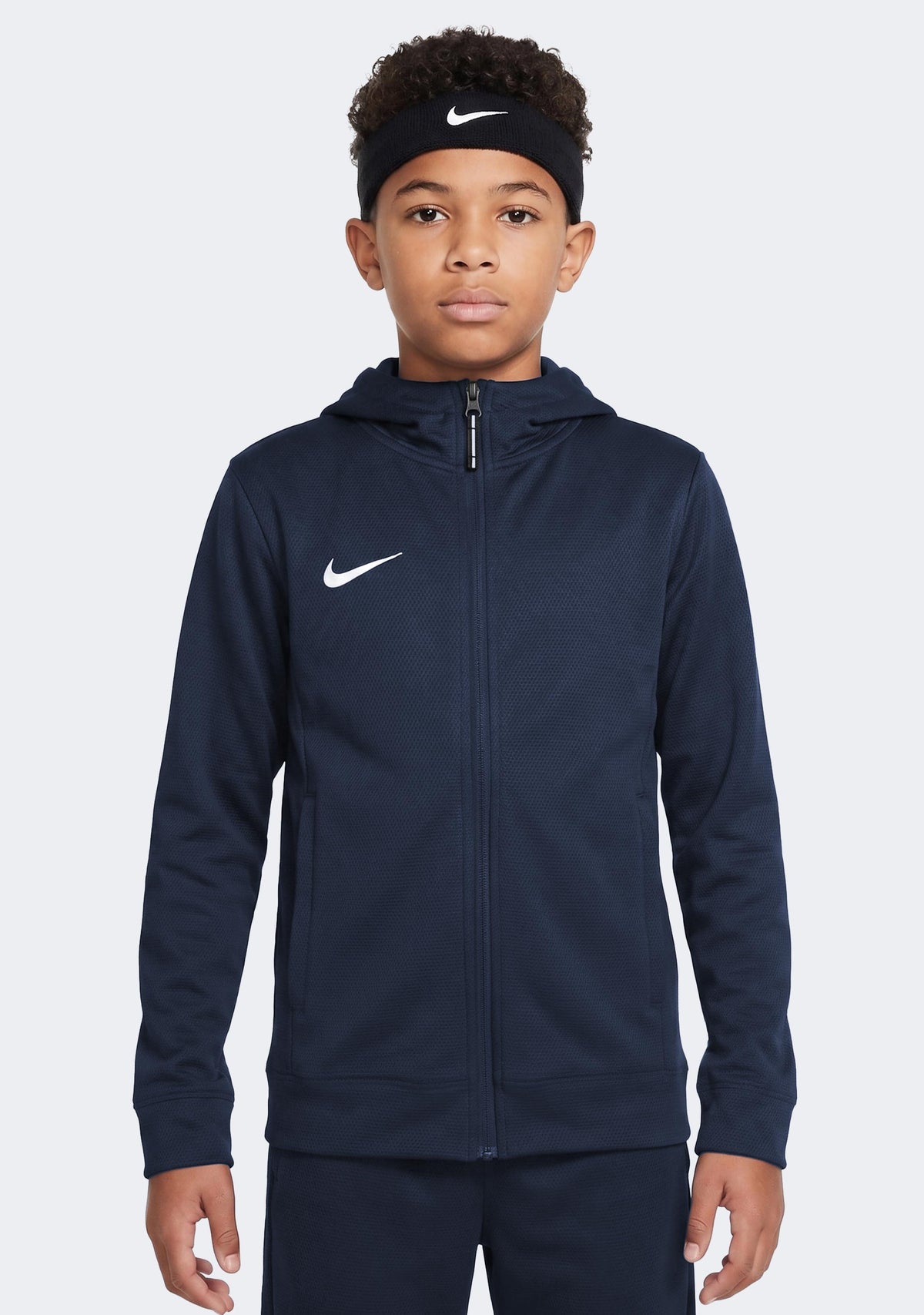 Nike Kids' Team Basketball Full Zip Stock Hoodie Navy
