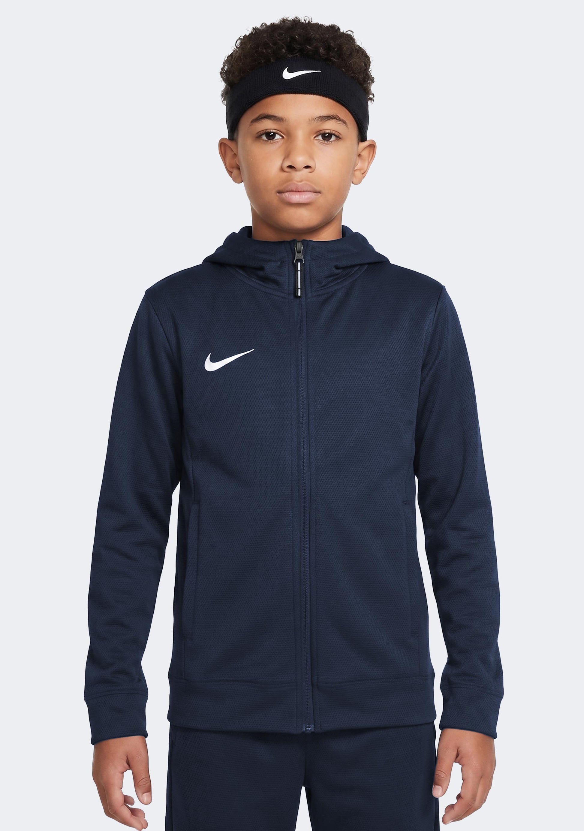 Nike Kids' Team Basketball Full Zip Stock Hoodie Navy