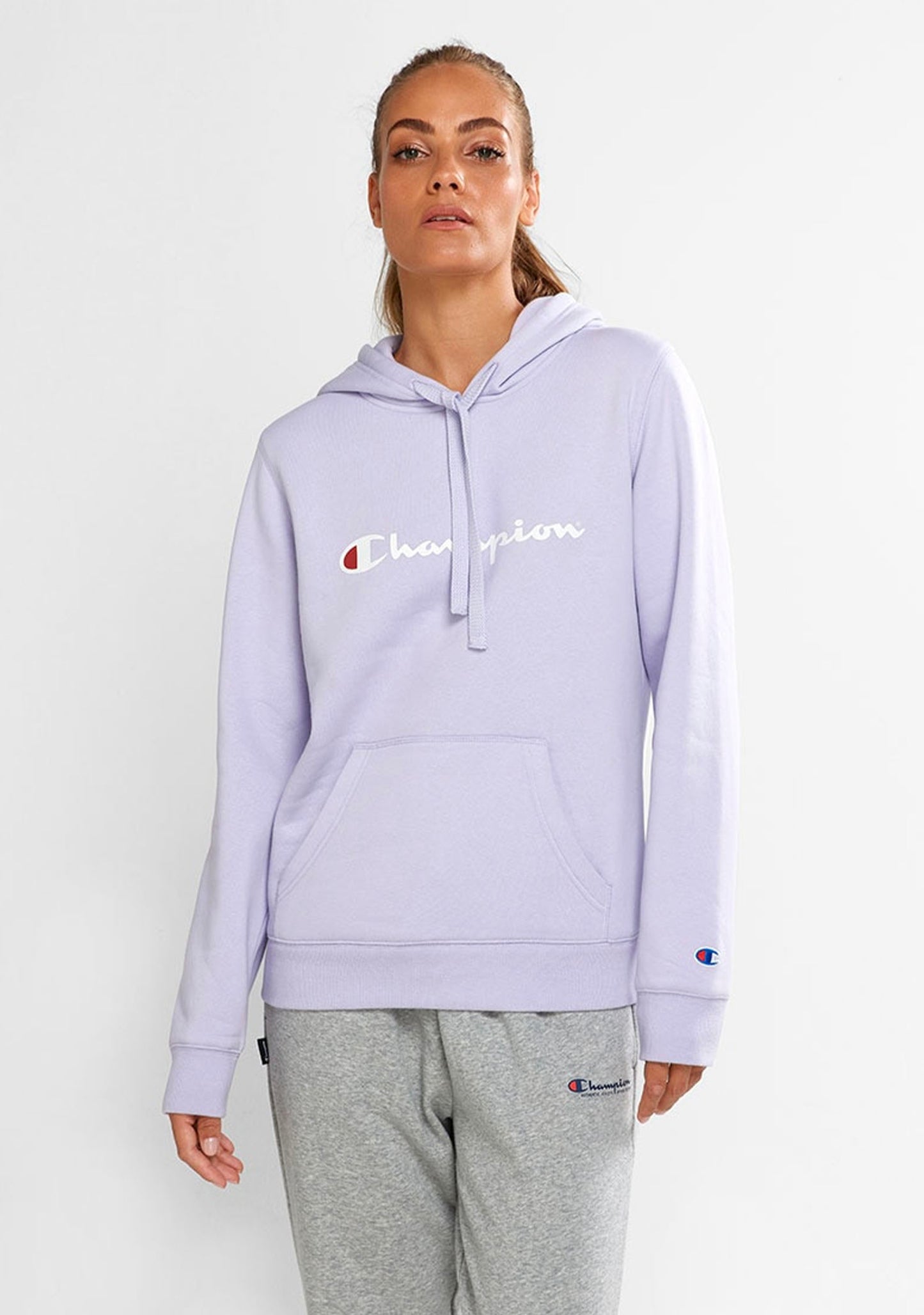 Champion Women’s Script Logo Hoodie Lilac