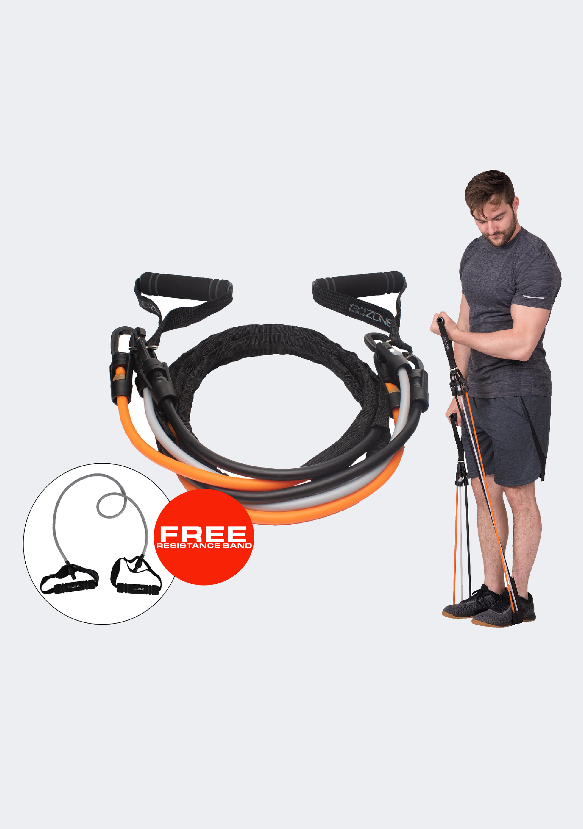 GoZone 3 in 1 Resistance Bands With FREE Light Resistance Band