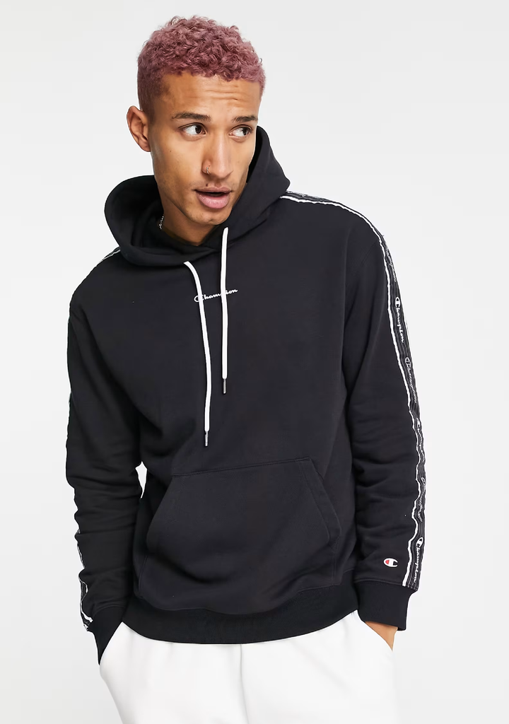 Champion Mens EU Taping Hoodie Black