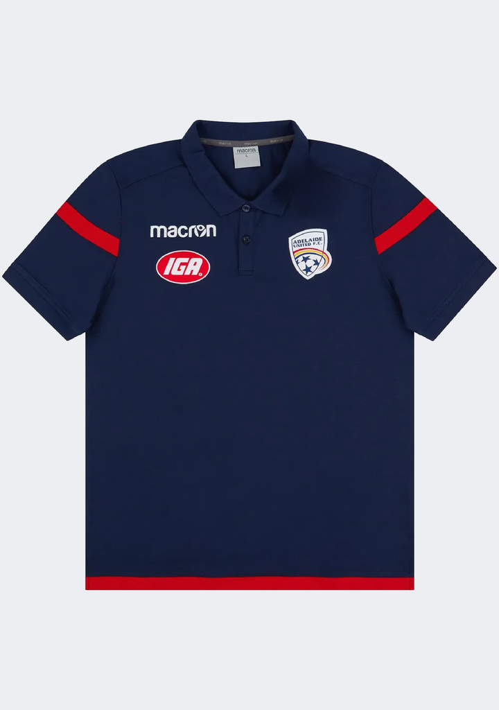 Macron Kids Adelaide United Football Club Polycotton Polo Short Sleeve