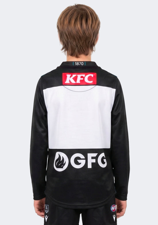 Macron Youth Port Adelaide Long Sleeve Guernsey