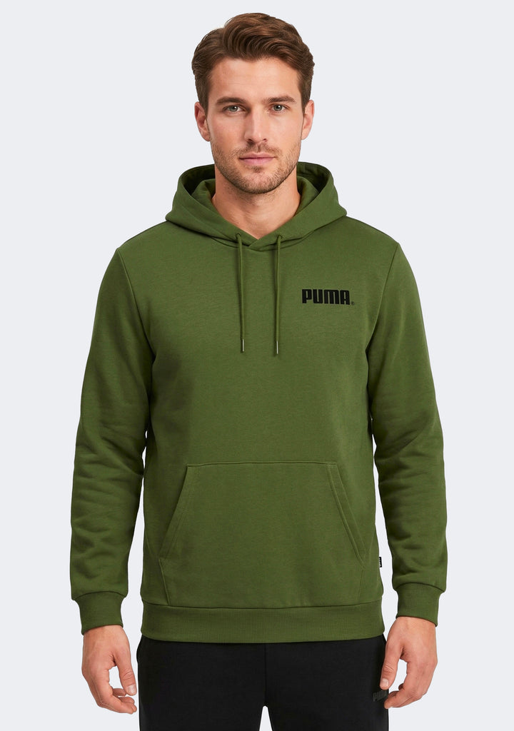 Puma Men's Essential Logo Fleece Hoodie Olive Green