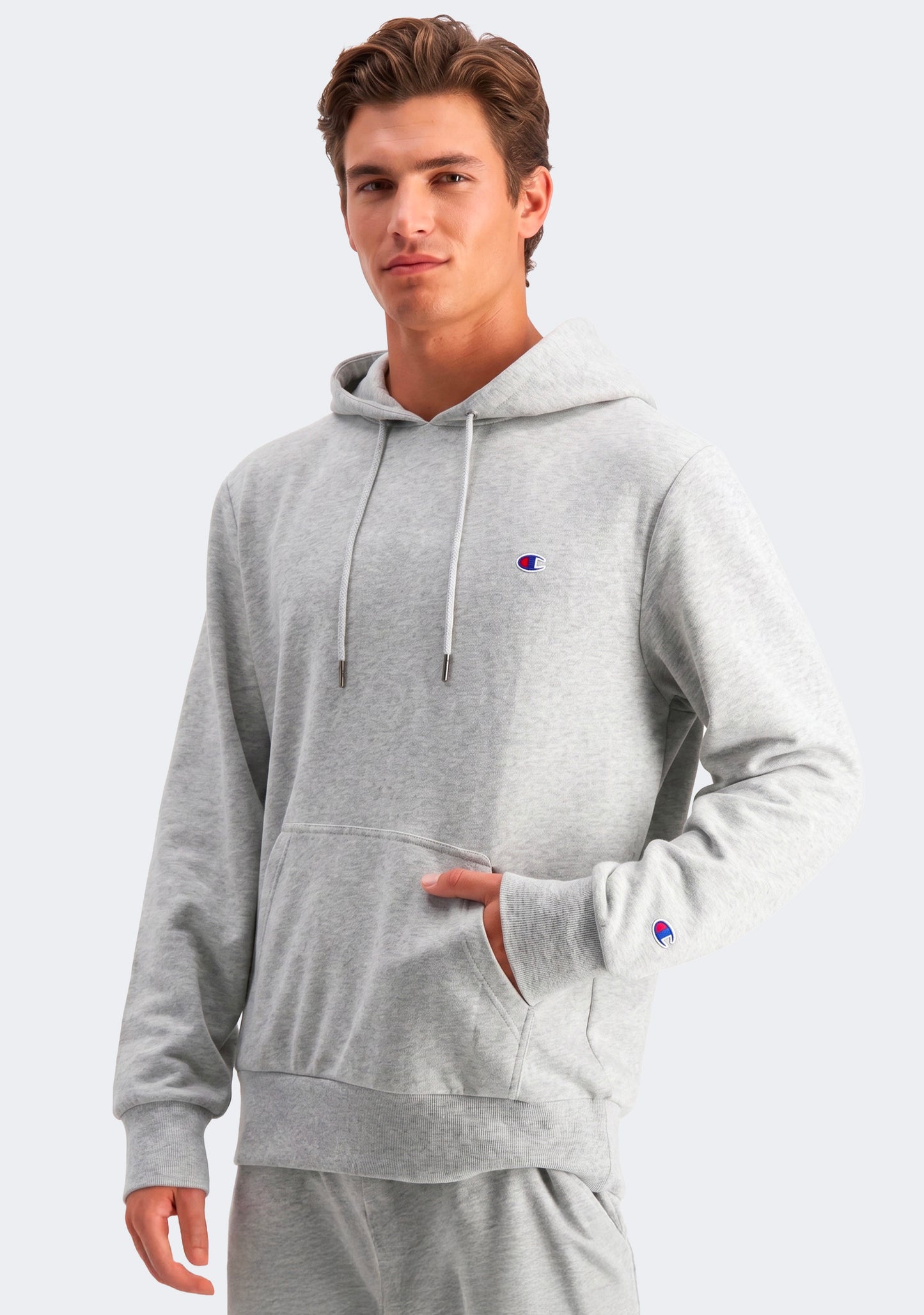 Champion Men’s Lightweight French Terry C Logo Hoodie Oxford Heather