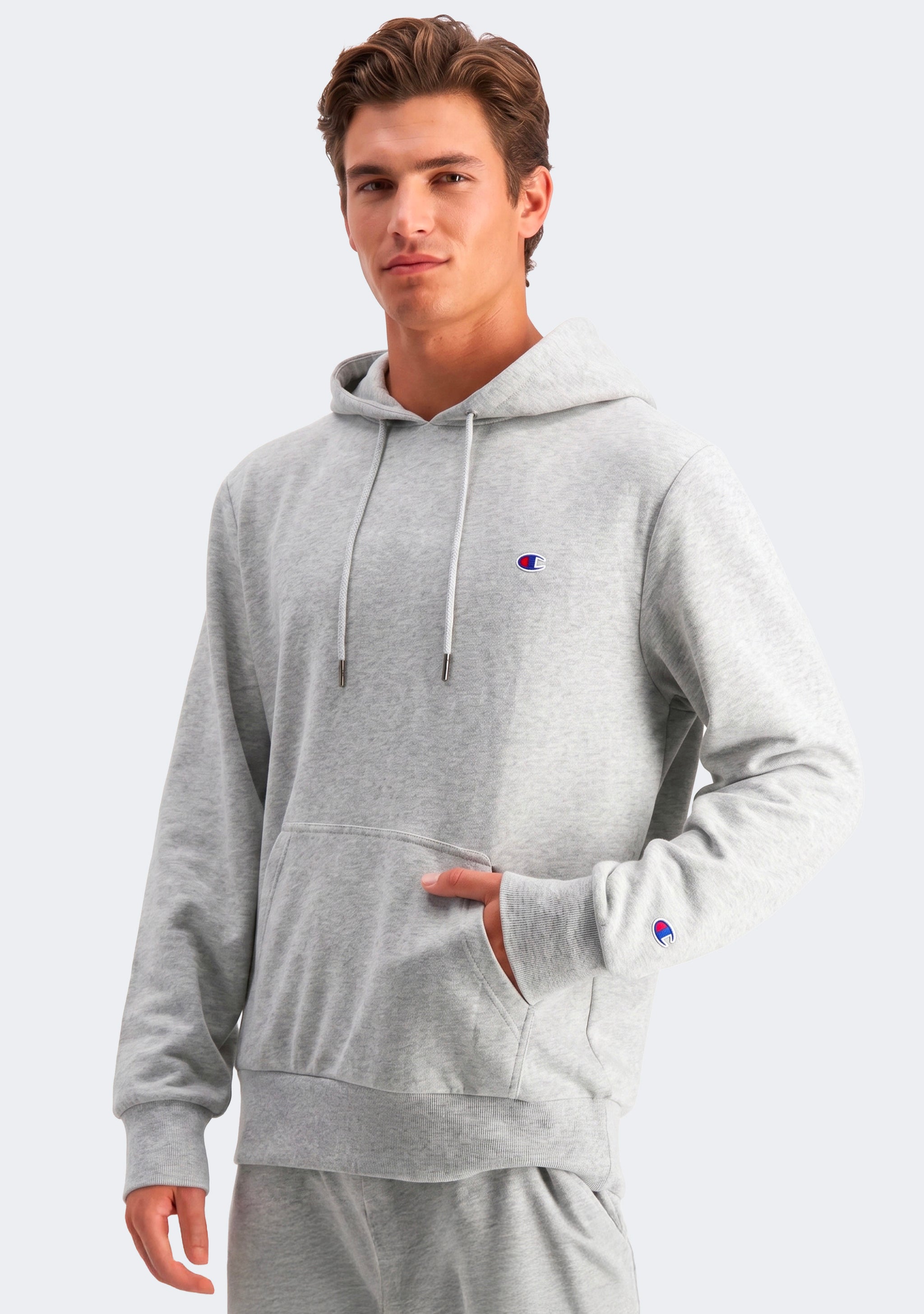 Champion Men’s Lightweight French Terry C Logo Hoodie Oxford Heather