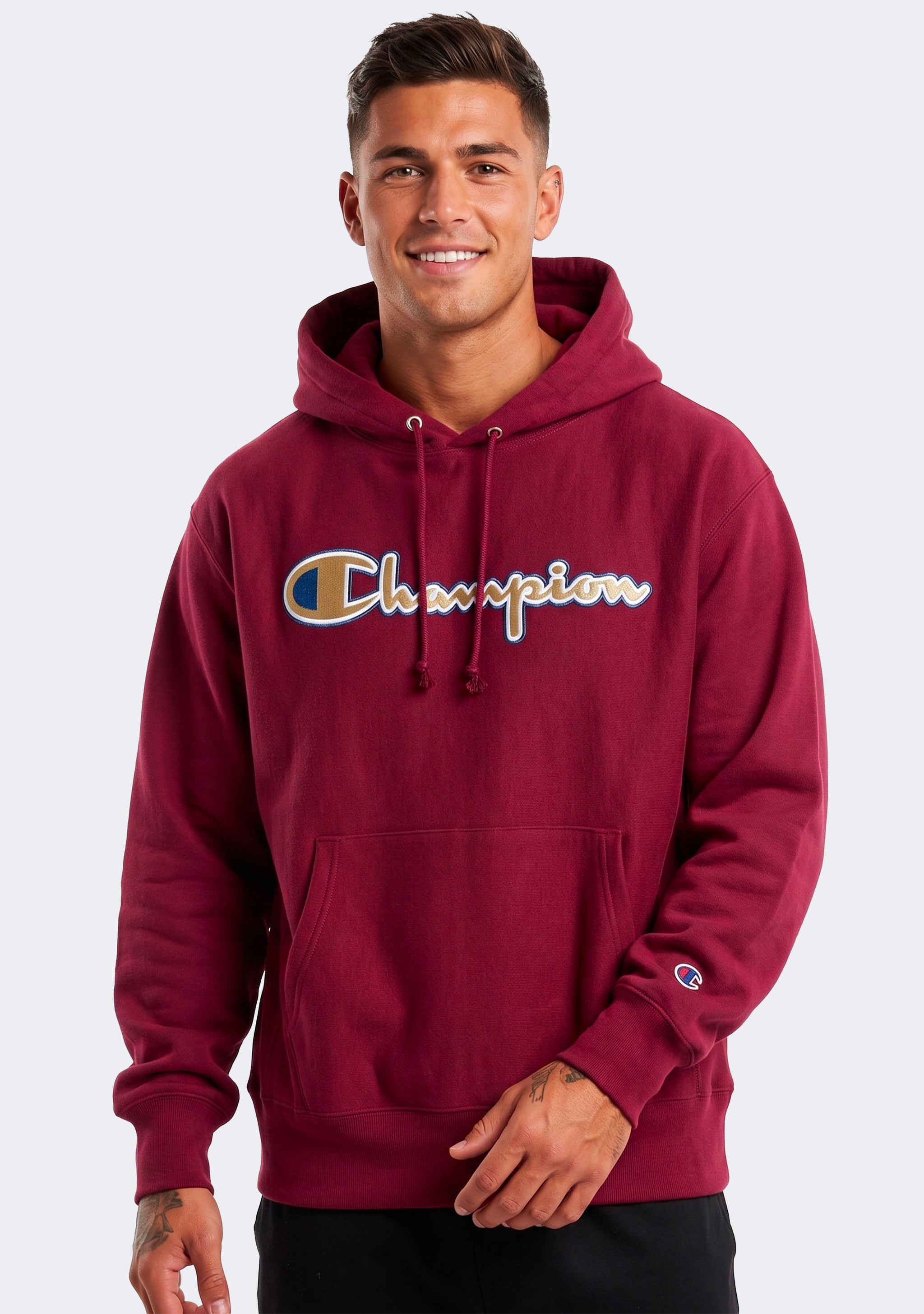 Champion Men's Reverse Weave Felt Script Hood