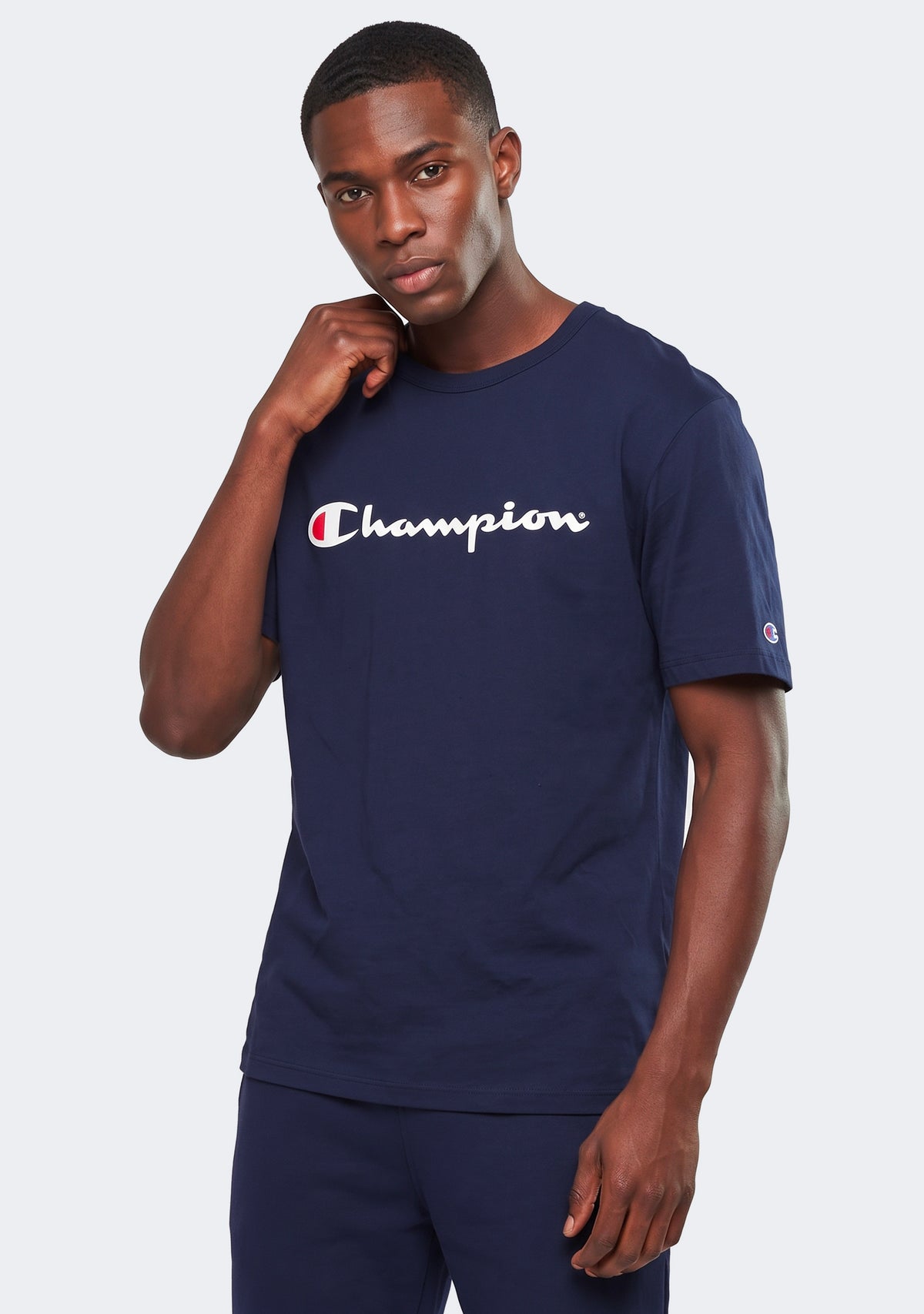 Champion Men's Script Logo Short Sleeve Tee Navy