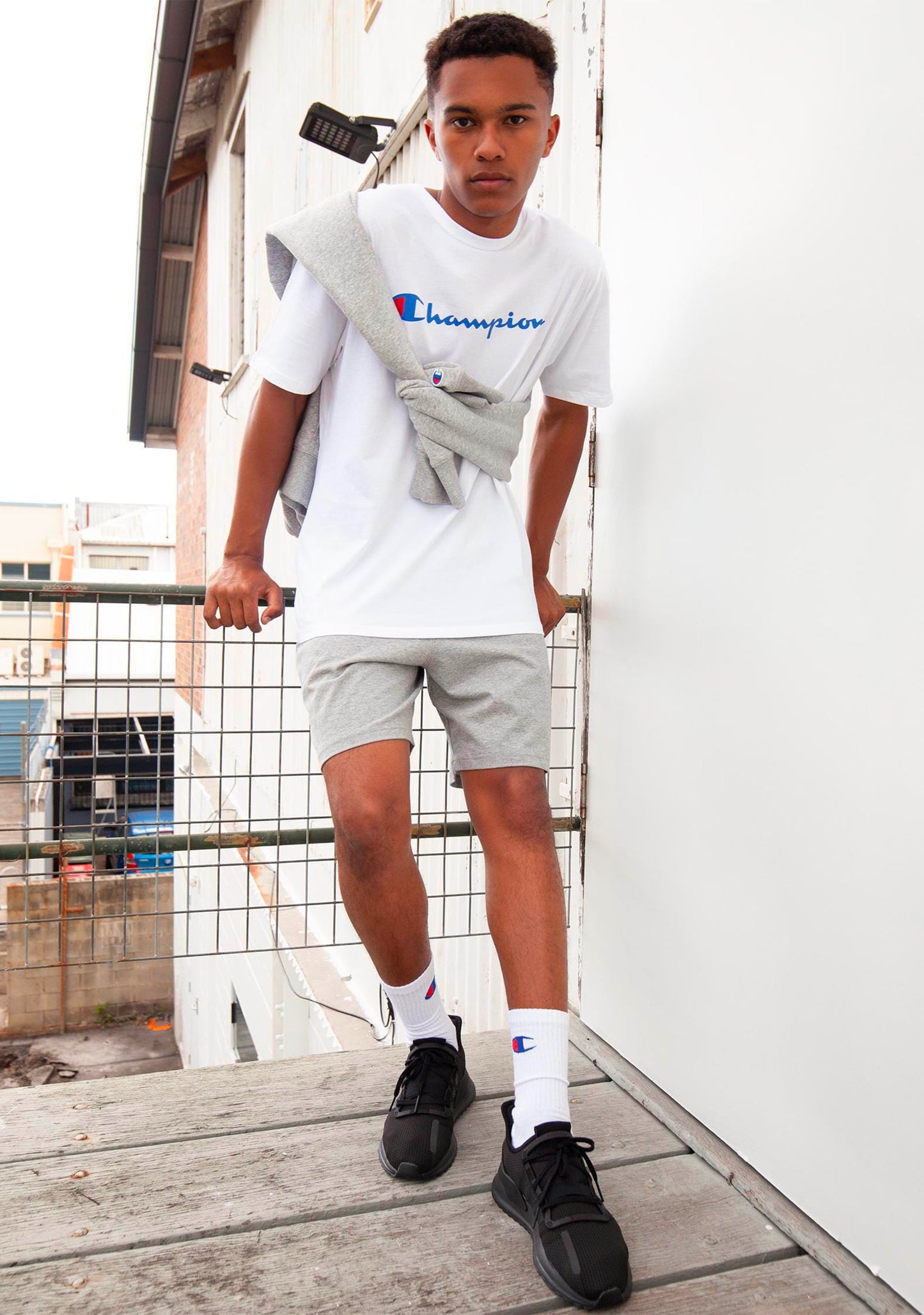 Champion Men's Script Logo Short Sleeve Tee White