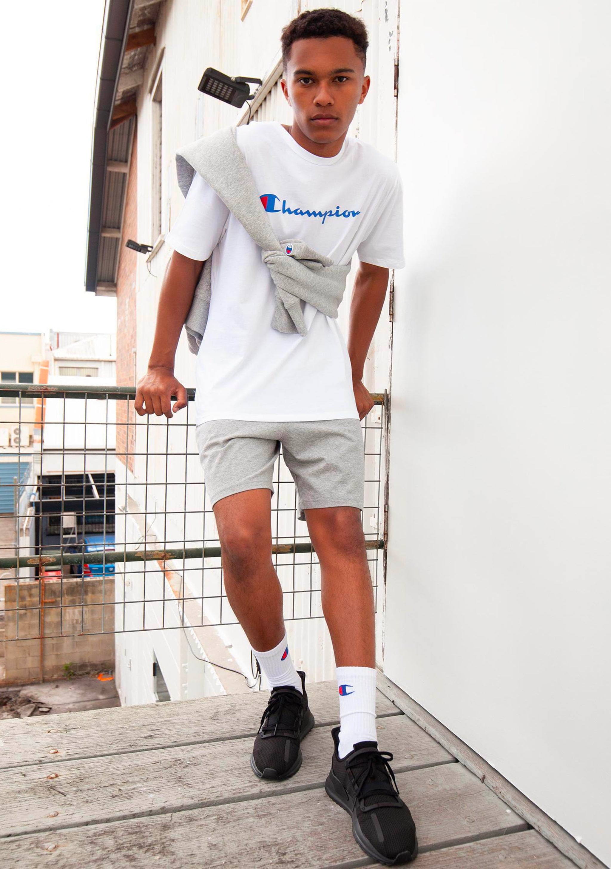 Champion Men's Script Logo Short Sleeve Tee White