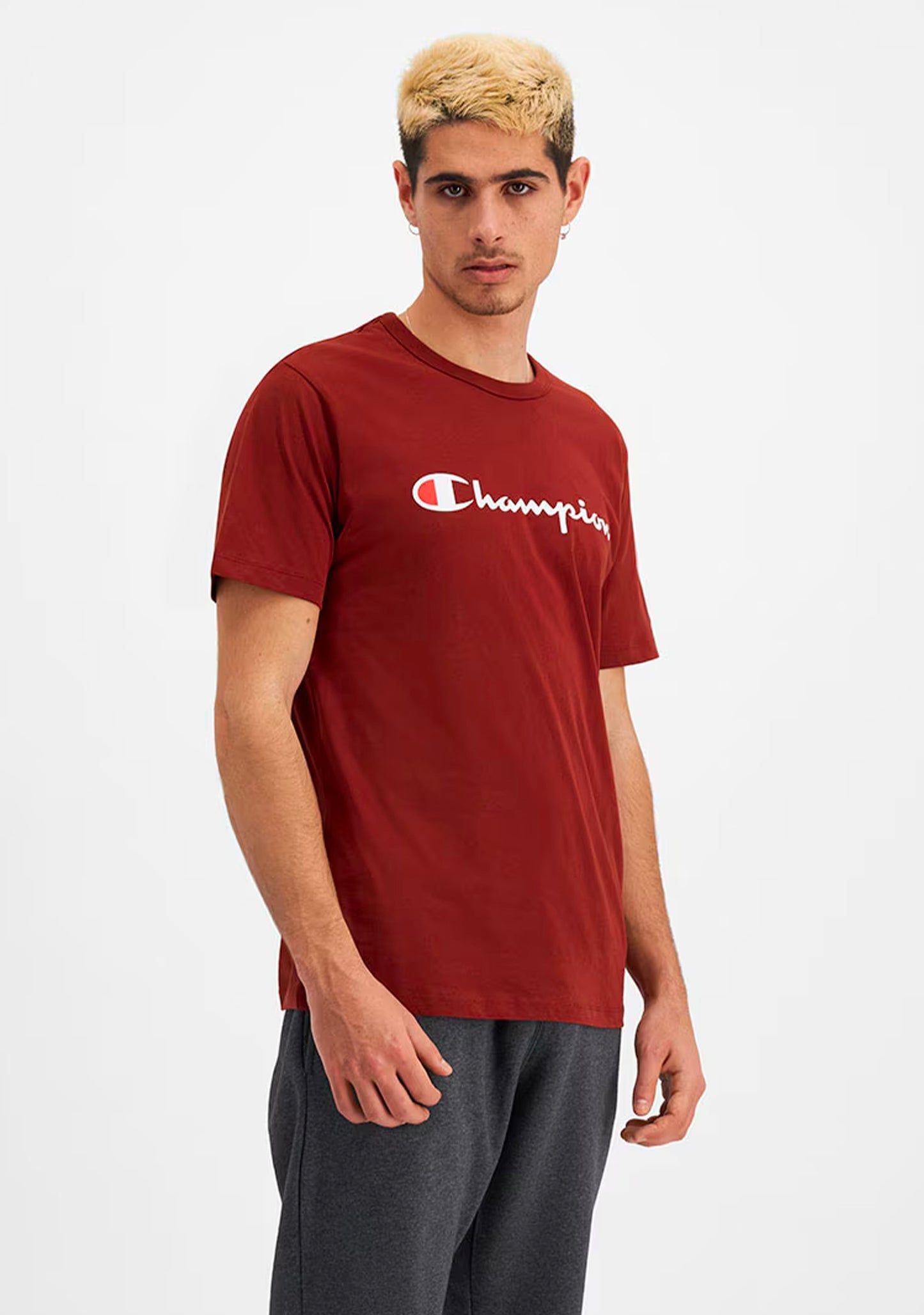 Champion Men's Script Logo Short Sleeve Tee Red/Brown