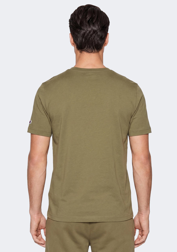 Champion Men's Script Logo Short Sleeve Sand Pepper