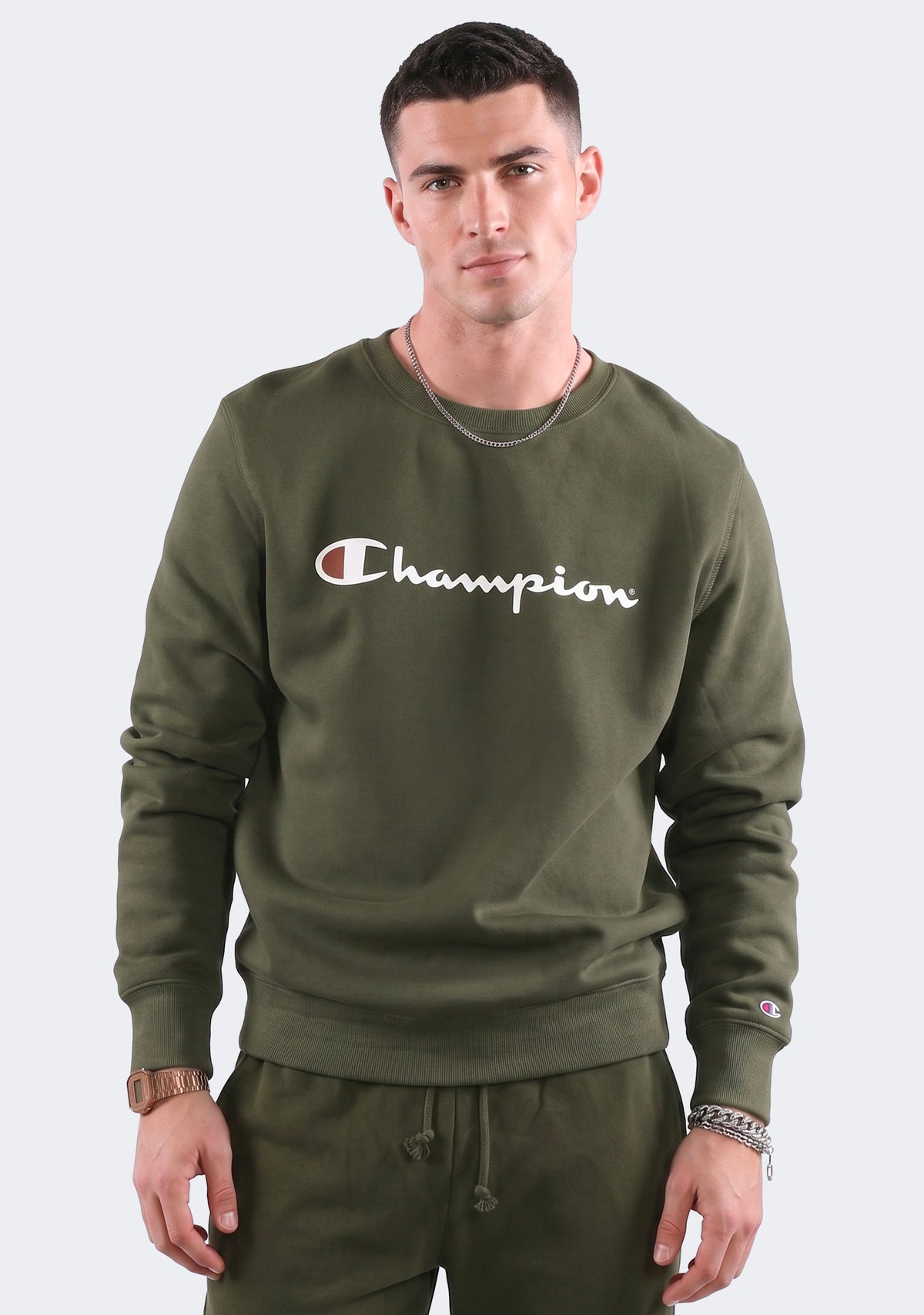 Champion Men’s Script Crew Forrest Green
