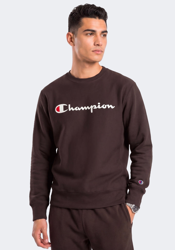 Champion Men's Script Crew Brown