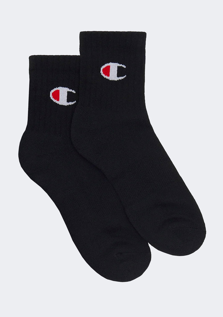 Champion Adults C Logo Quarter Crew Socks 3 Pack Black