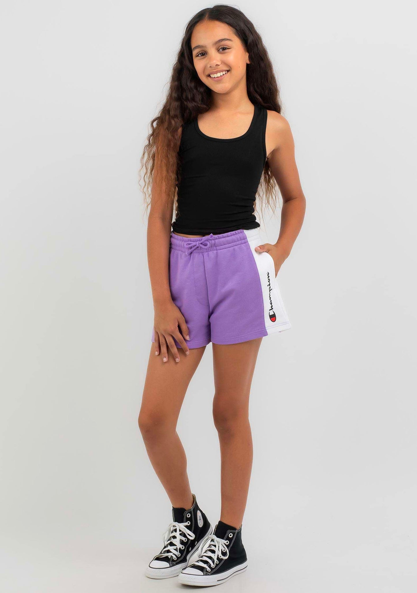 Champion Junior Girls' French Terry Panel Shorts