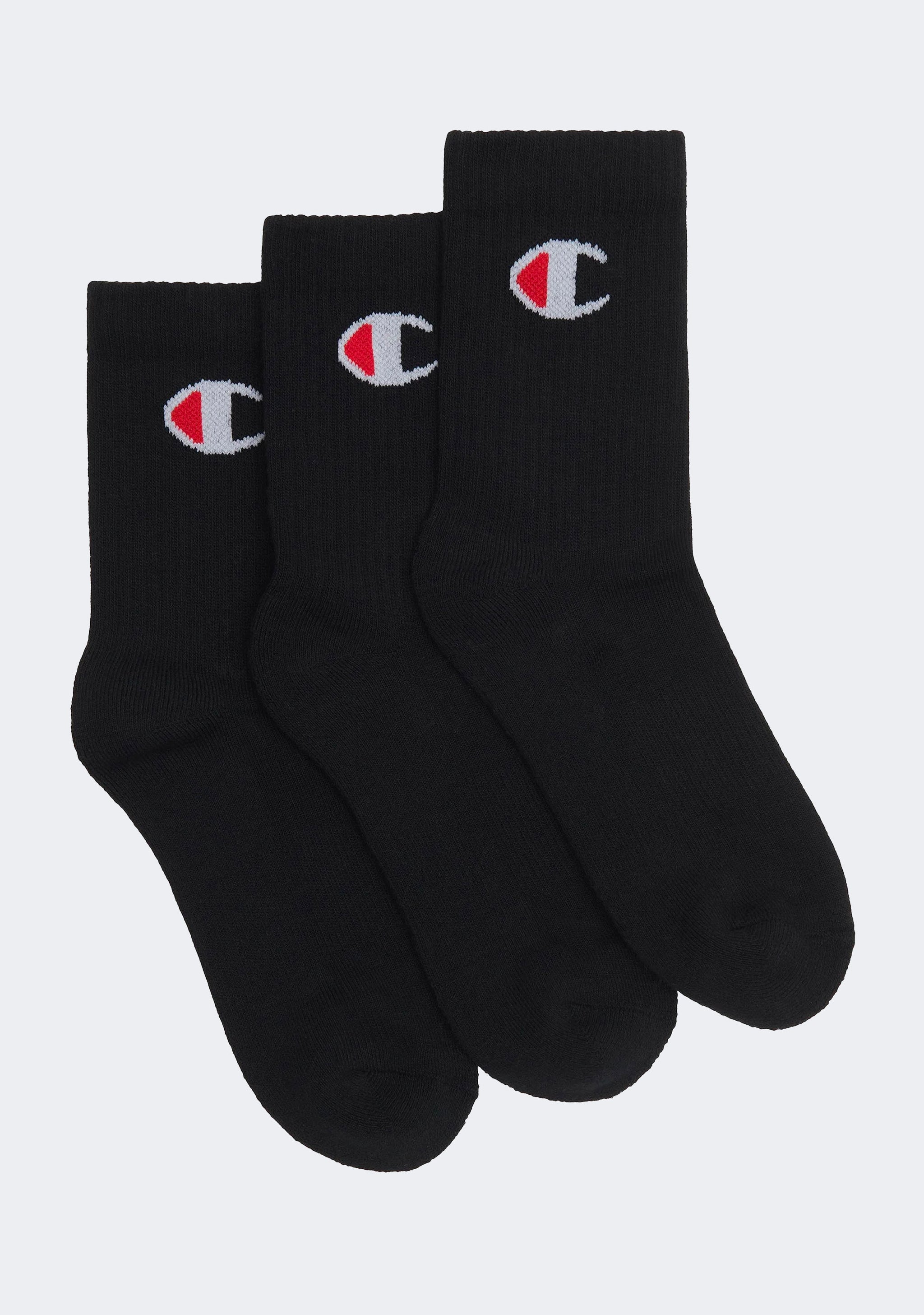 Champion Kids' C Logo Crew Socks 3 Pack Black