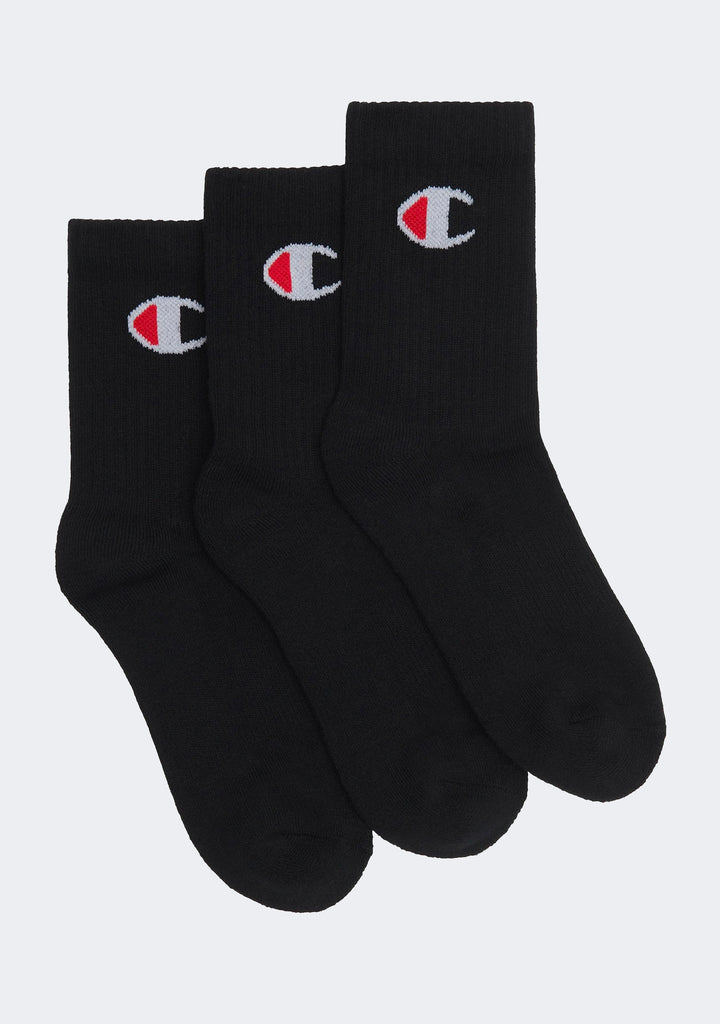 Champion Kids' C Logo Crew Socks 3 Pack Black