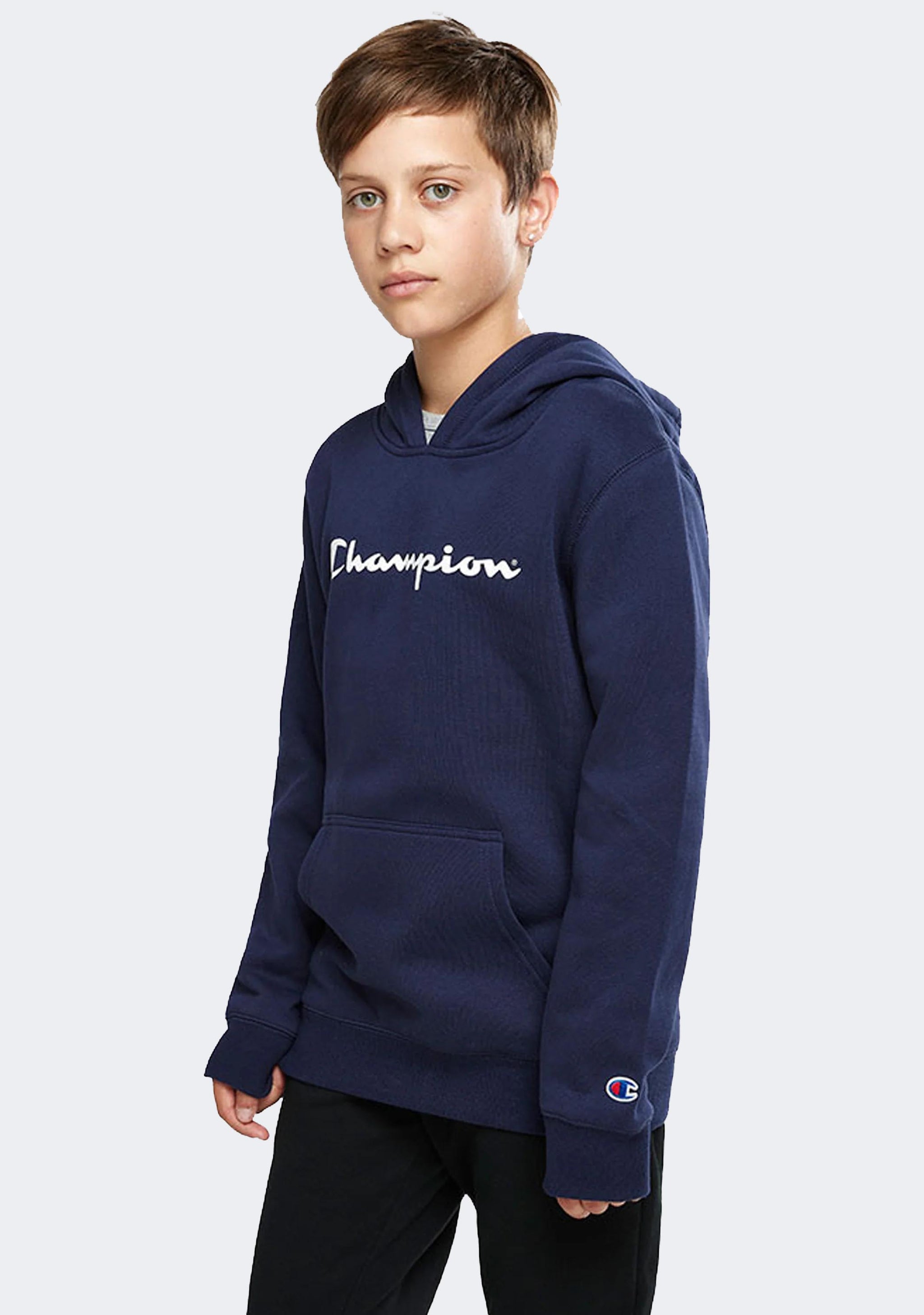 Champion Junior Script Hoodie Navy