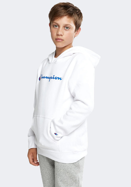 Champion Junior Script Hoodie White