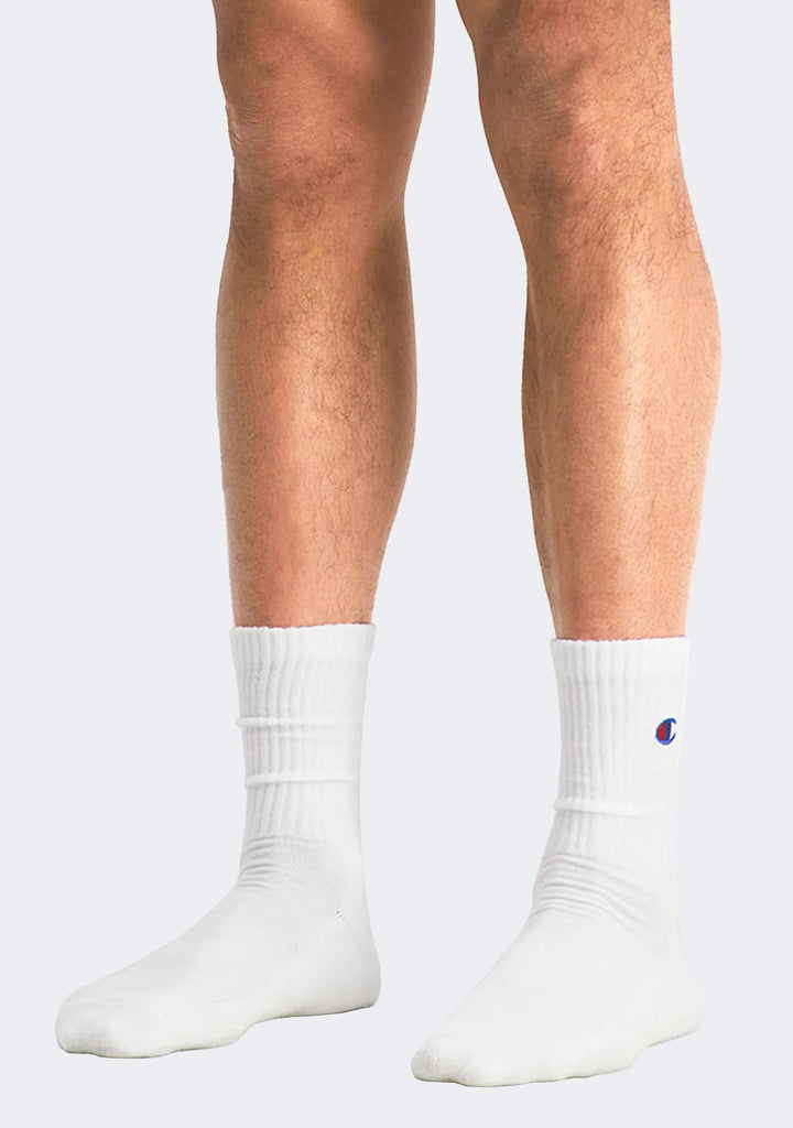 Champion Lifestyle C Logo Crew Socks White 3 Pack