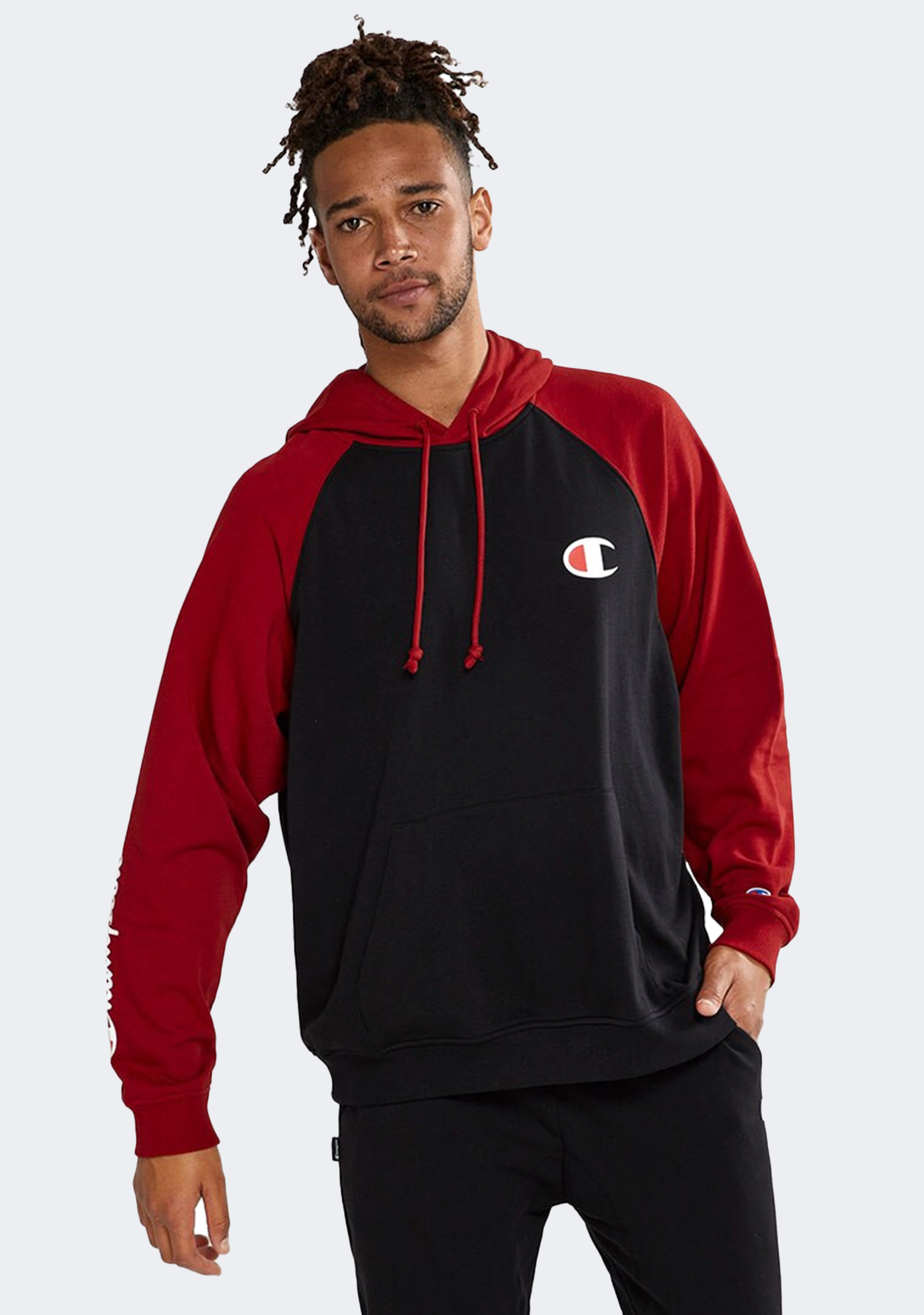 Champion Mens Lightweight Terry Colour Block Hoodie