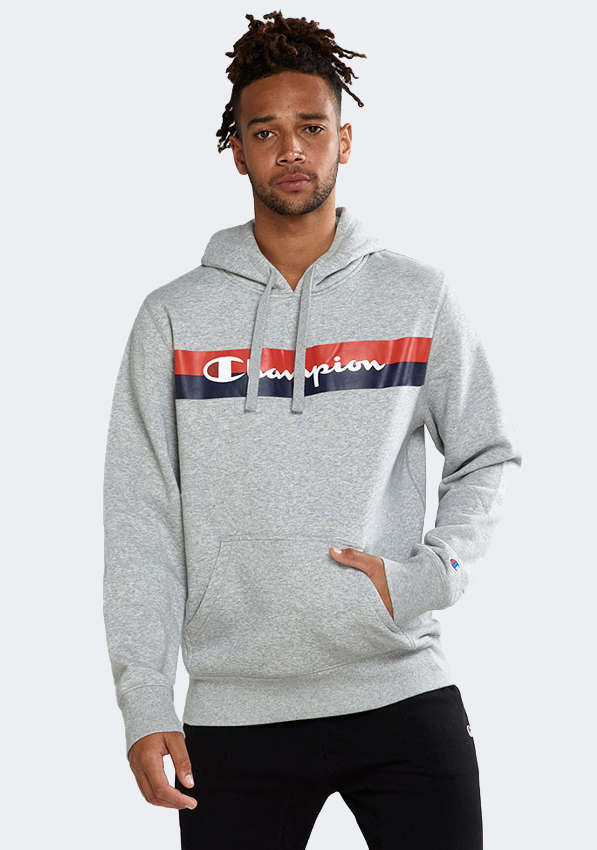 Champion Mens Sporty Graphic Print Hoodie Oxford Grey