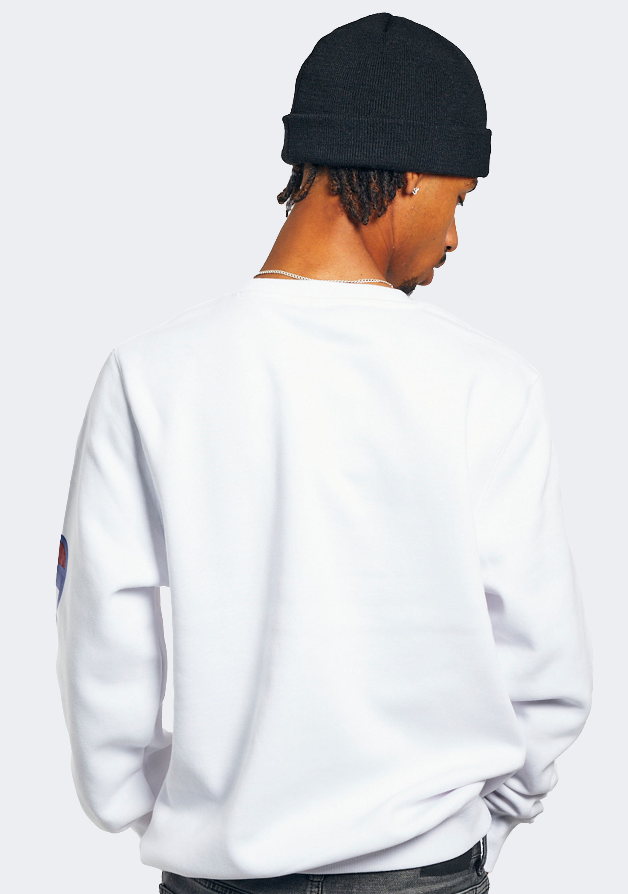 Champion Mens Sporty Graphic Crew White