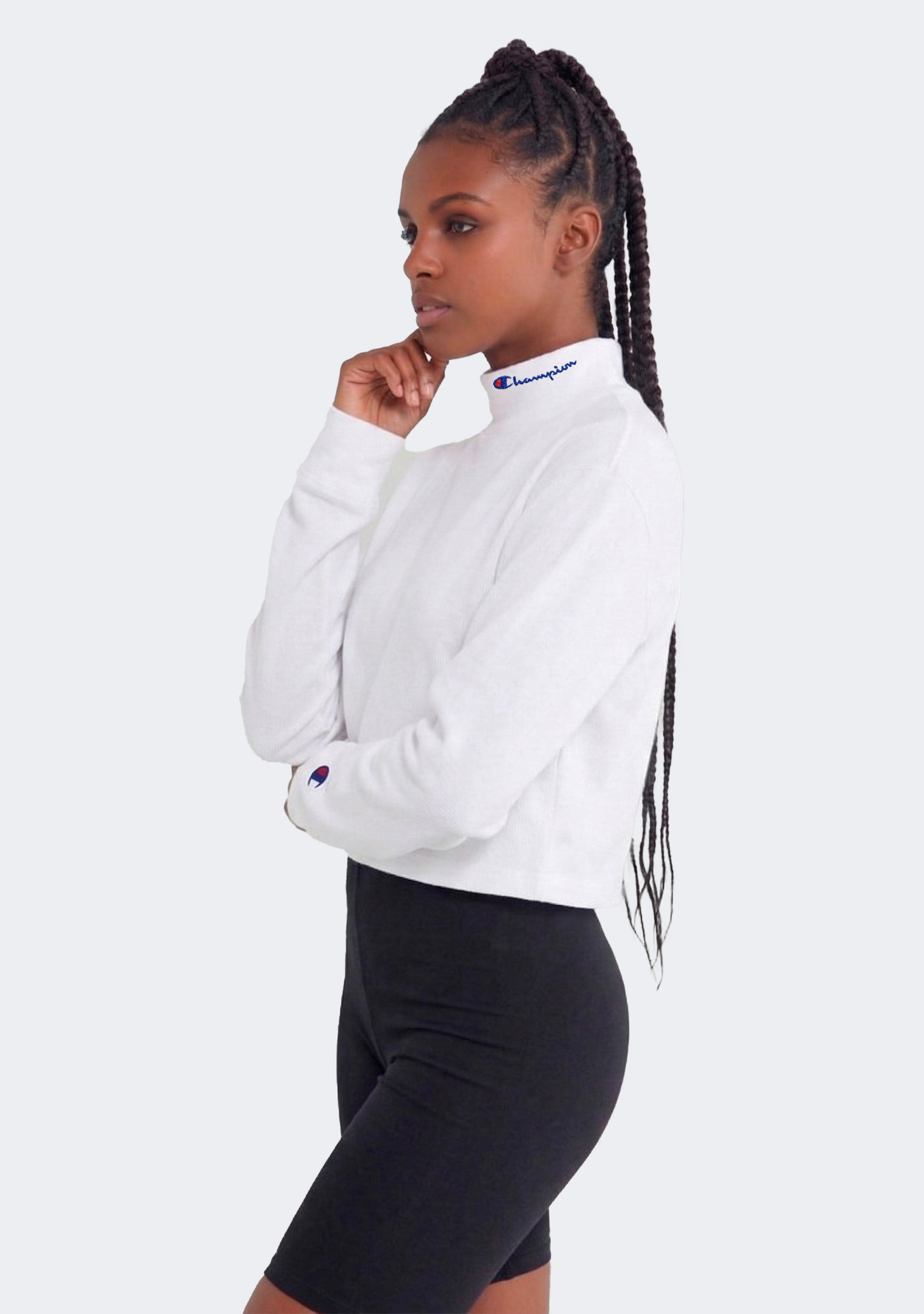 Champion Women's Heritage Mock Long Sleeve Cropped Tee