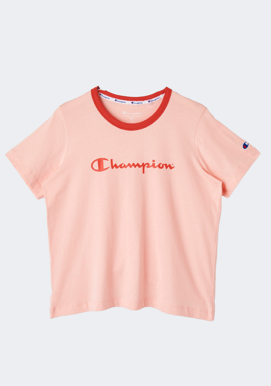 Champion Women's Script Panel Ringer Tee