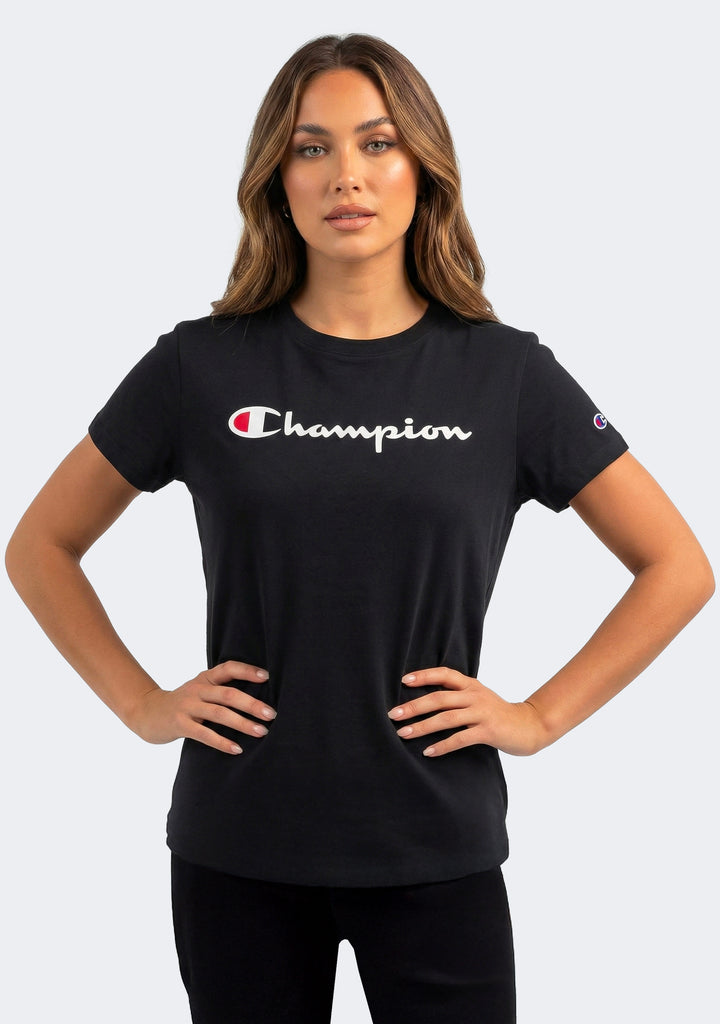 Champion Women's Script Short Sleeve Tee Black