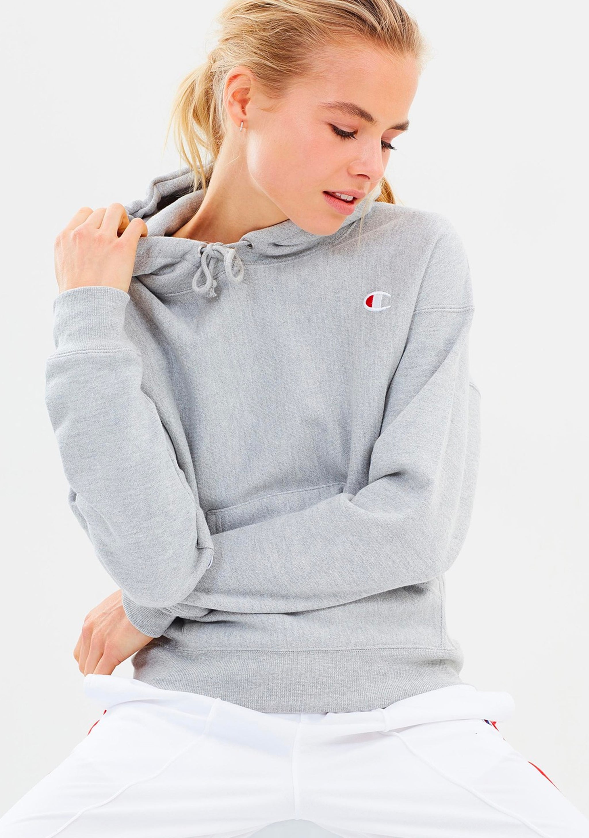 Champion Women’s Reverse Weave C Logo Regular Fit Hoodie Grey