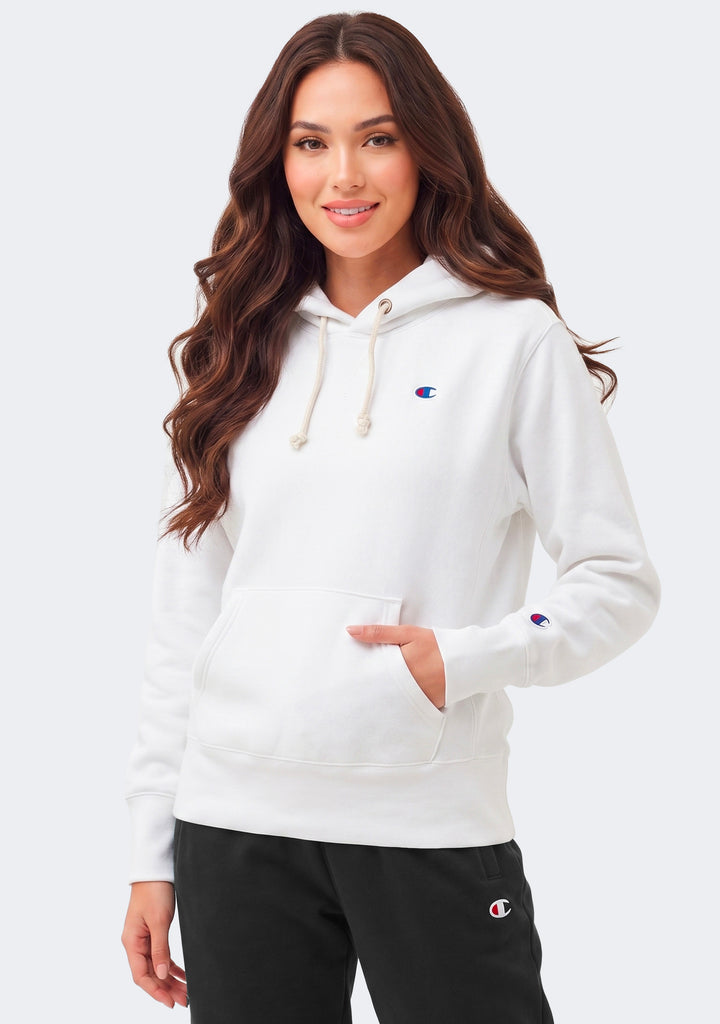 Champion Women’s Reverse Weave C Logo Regular Fit Hoodie White