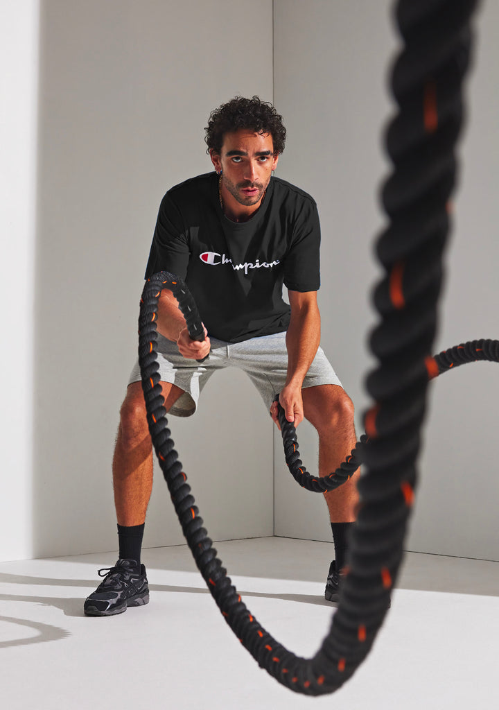 Champion Men's Script Logo Short Sleeve Tee Black