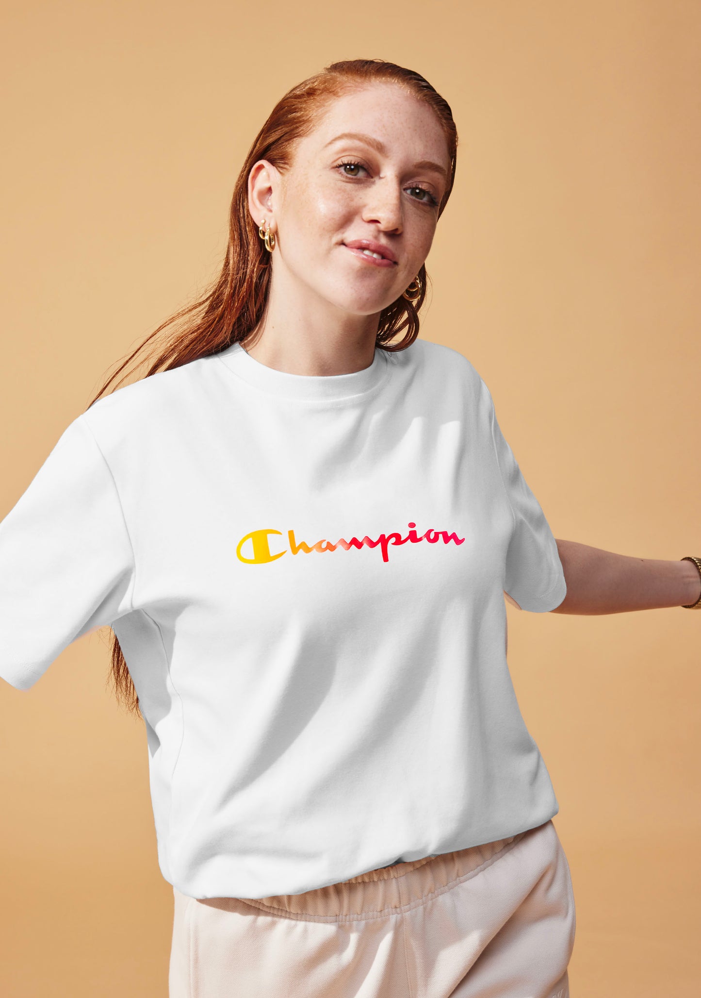 Champion Women's Ombre Script Short Sleeve Tee White