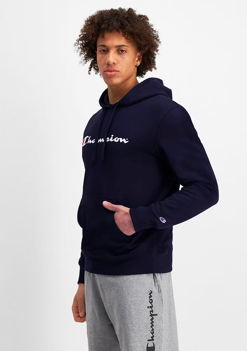 Champion Mens Script Hoodie Navy <br> AY79N NVY