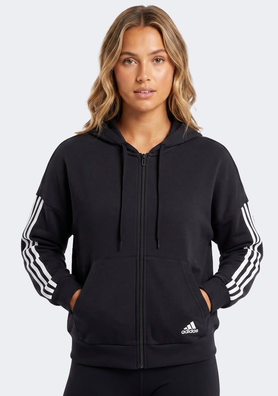 Adidas Women's 3 Stripe Full Zip Hoodie