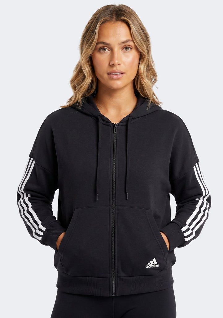 Adidas Women's 3 Stripe Full Zip Hoodie