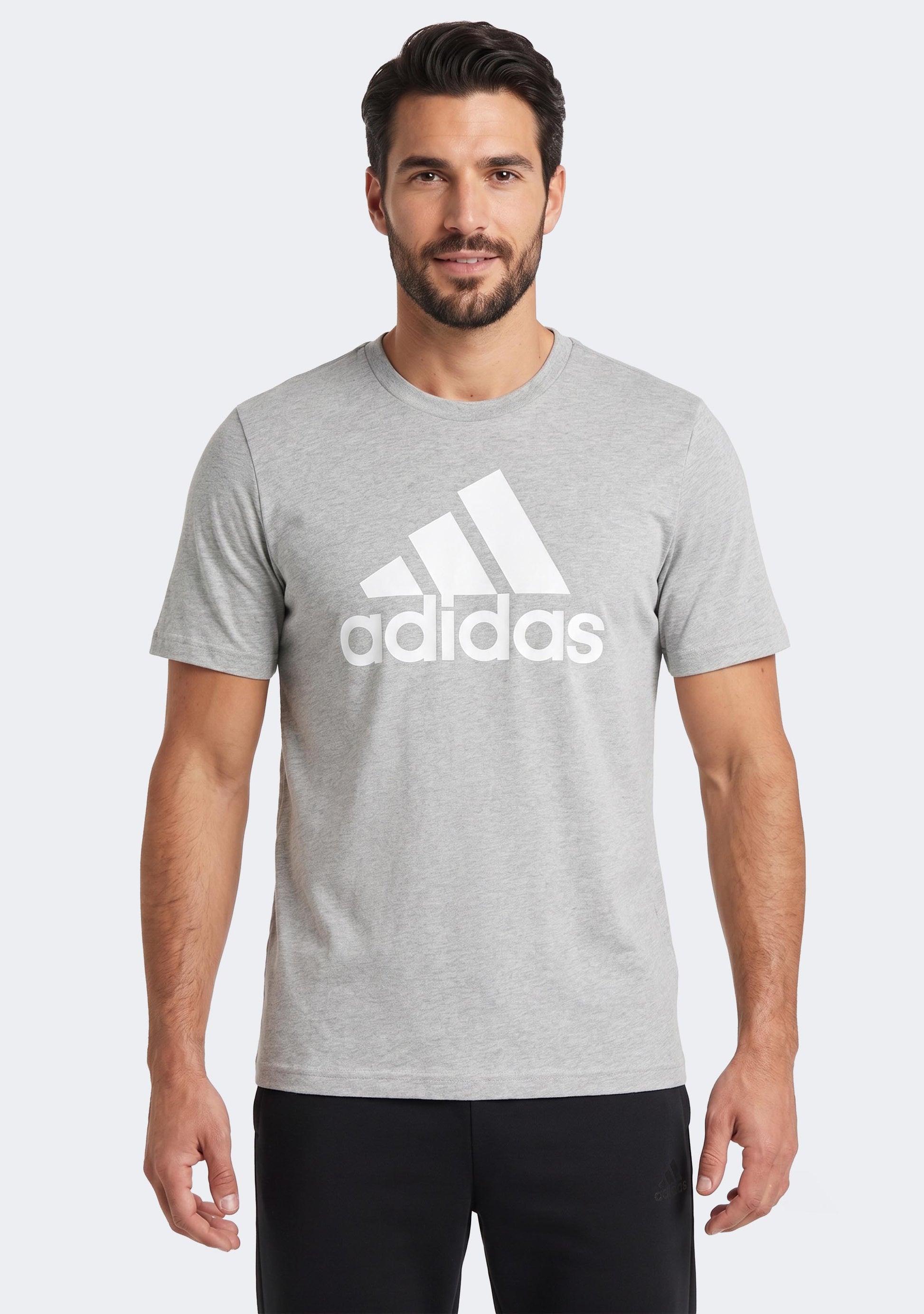 Adidas Men's Essentials Single Jersey Big Logo Tee Grey