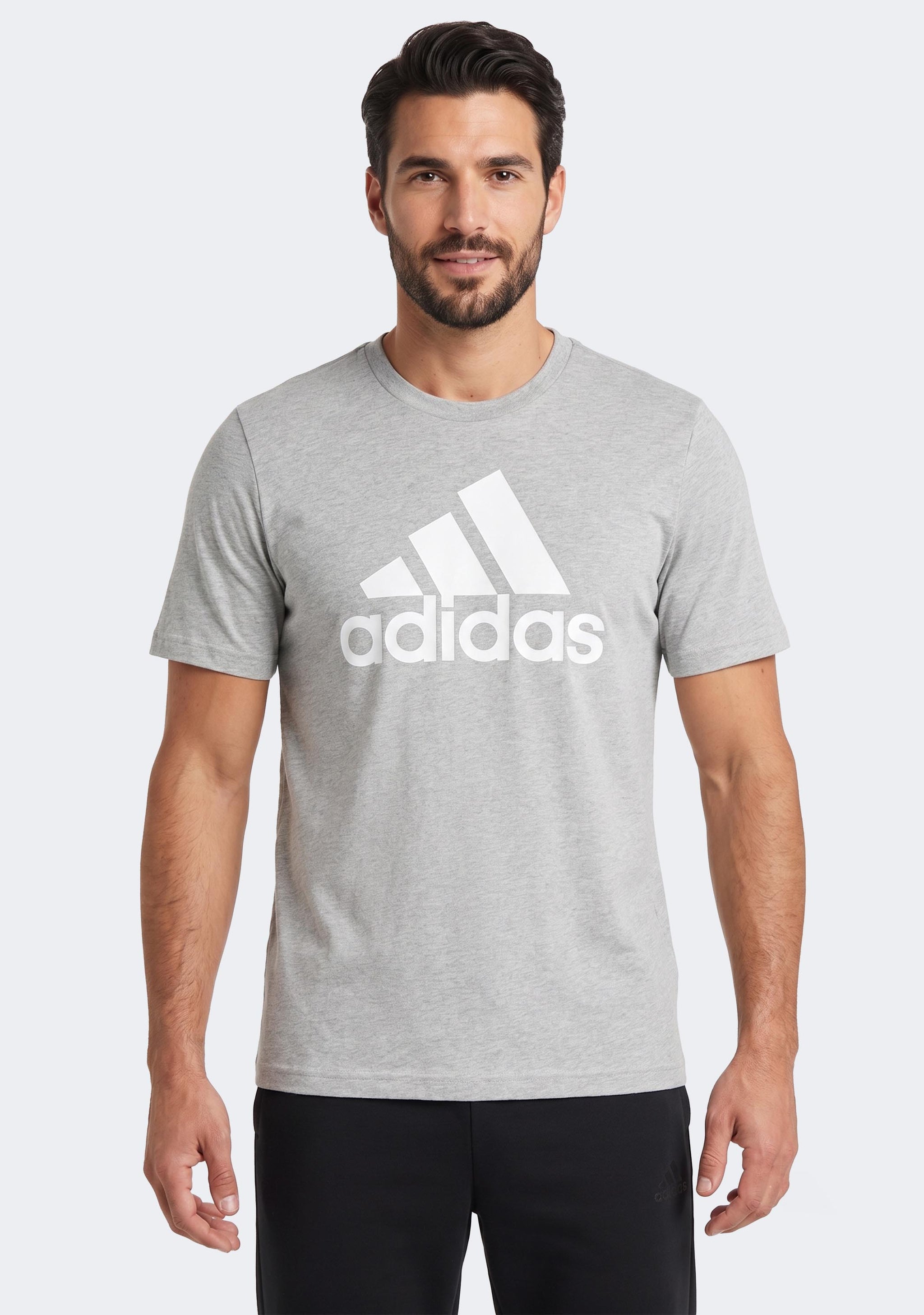 Adidas Men's Essentials Single Jersey Big Logo Tee Grey