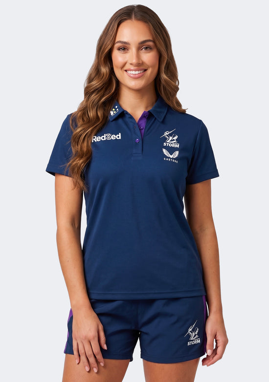 Castore Womens Melbourne Storm Players Media Polo Navy