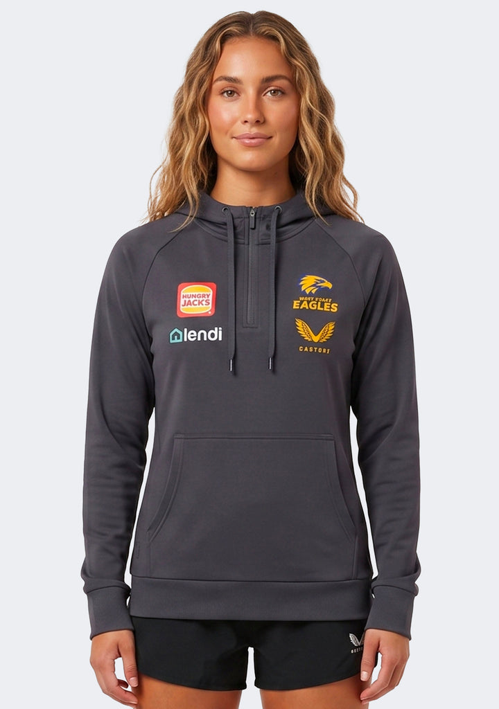 Castore Women's West Coast Eagles 1/4 Zip Travel Hoodie Charcoal