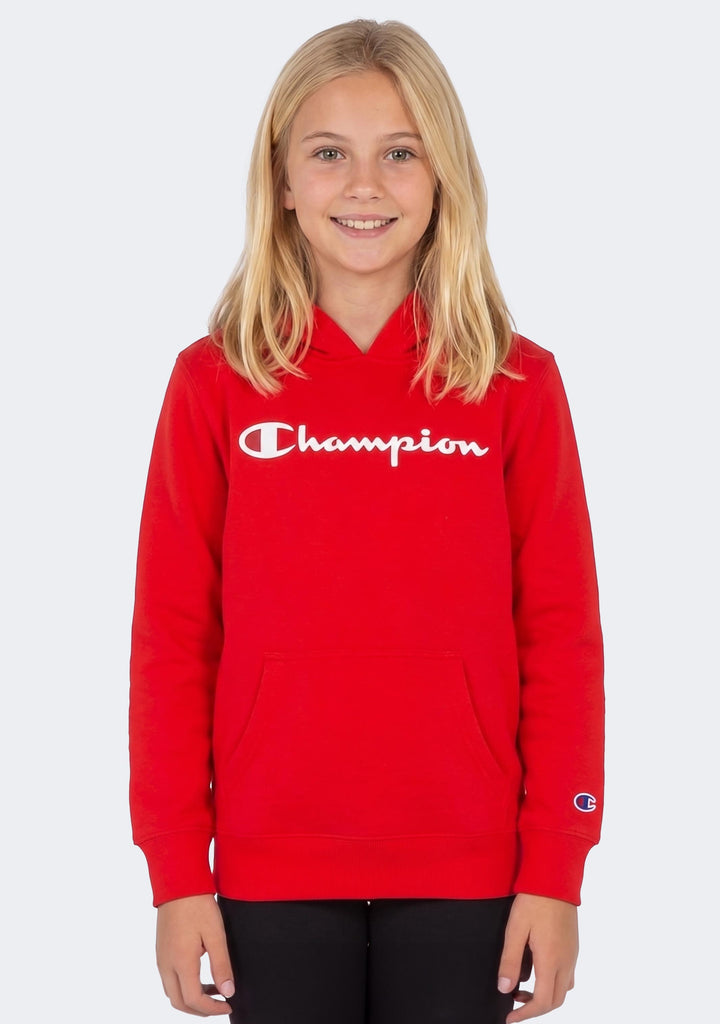 Champion Junior Script Hoodie Vermillion Red