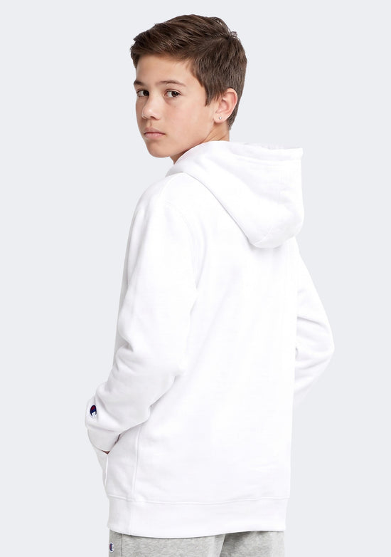 Champion Junior Script Hoodie White