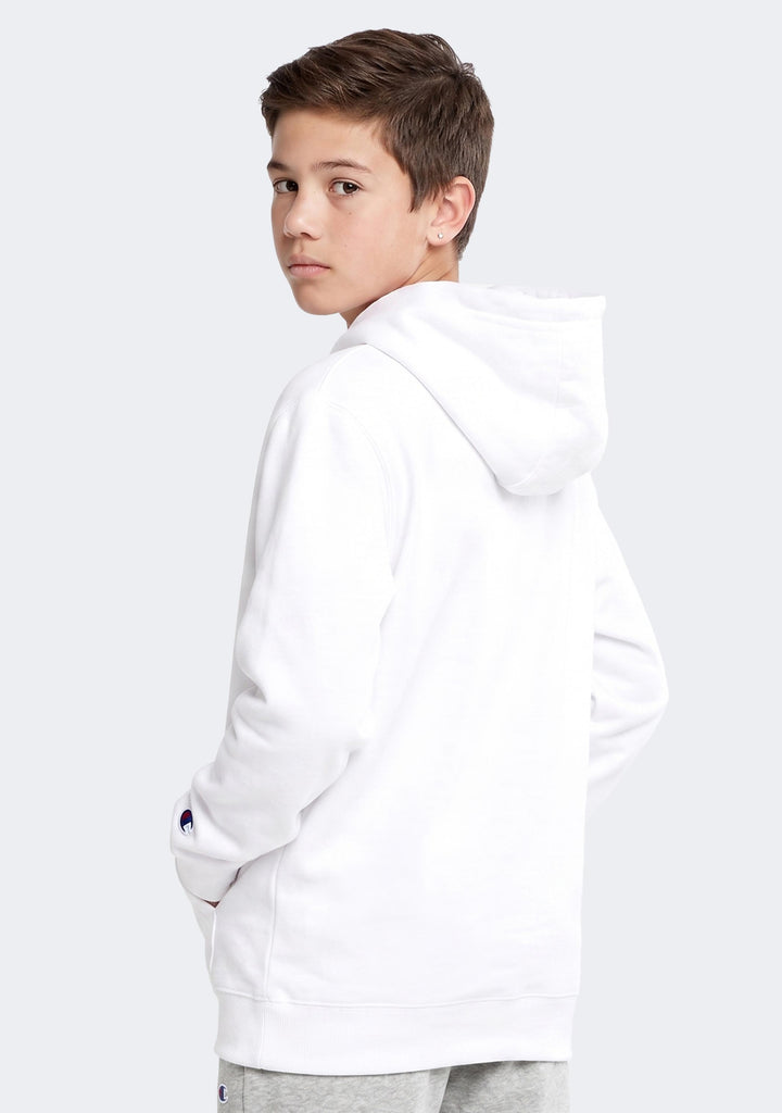 Champion Junior Script Hoodie White