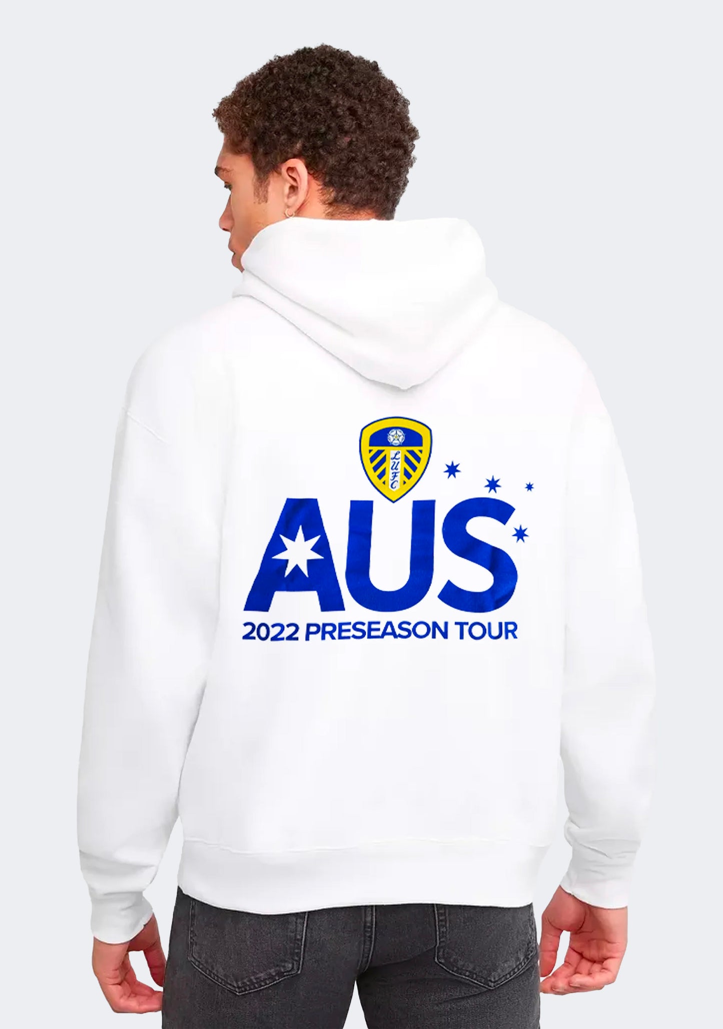 Gildan Adults Leeds United Supporter Hoodie White