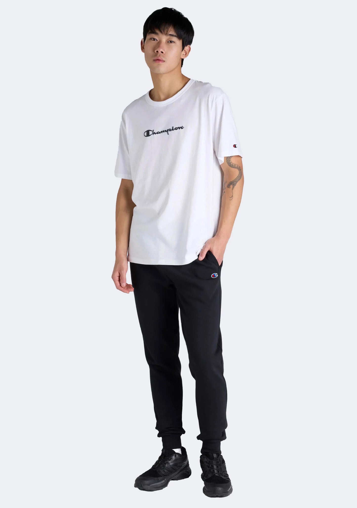 Champion Men's Skinny C Logo Fleece Trackpant